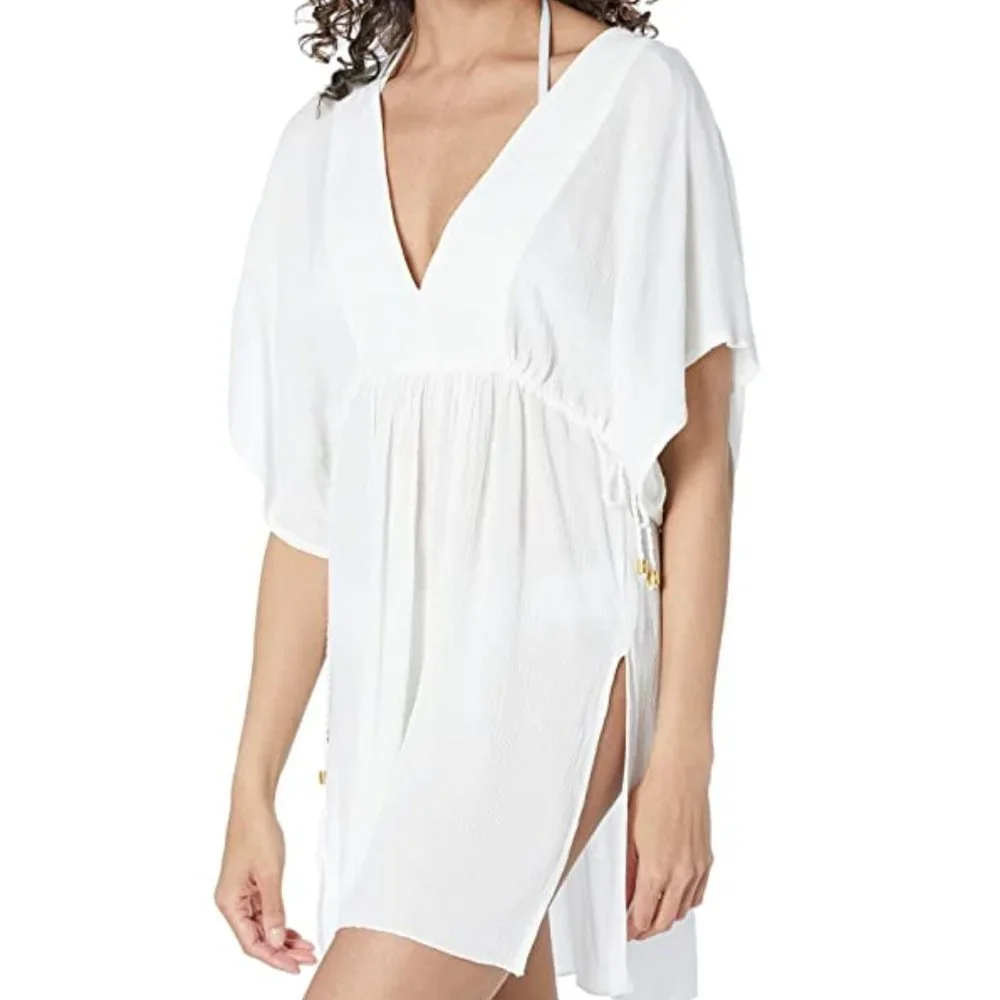 Lauren Ralph Lauren Crinkle Rayon Coverup Tunic White